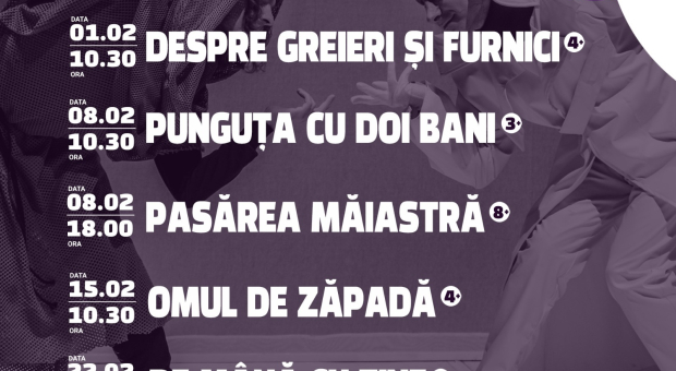 Spectacolul muzical ”Despre greieri și furnici” dă tonul programului din luna februarie de la Teatrul ”Gulliver”